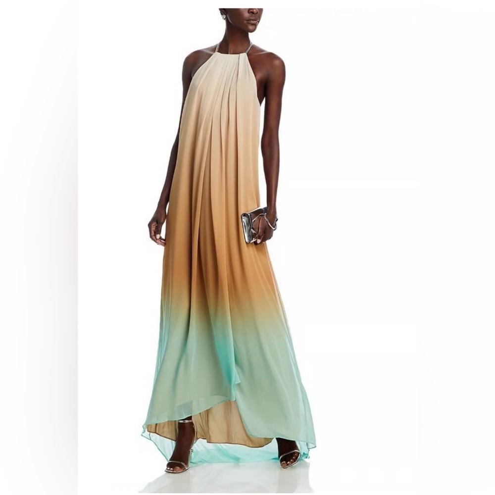 STAUD Tan and Green Maxi Dress